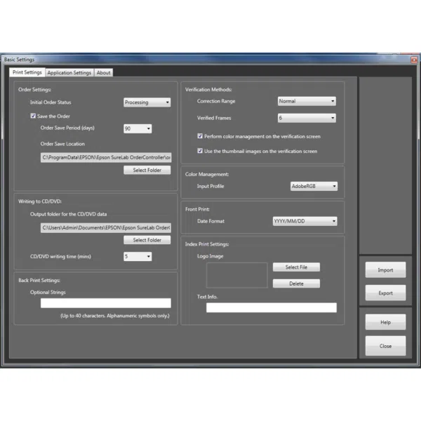 Epson Order Controller LE C12C932691 basic settings